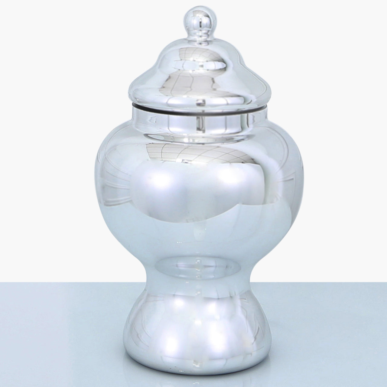 36cm Chrome Glass Ginger Jar