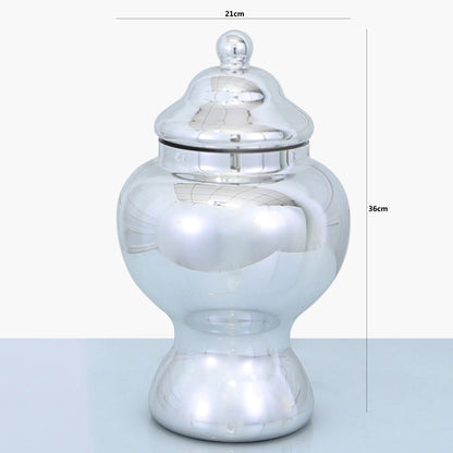 36cm Chrome Glass Ginger Jar