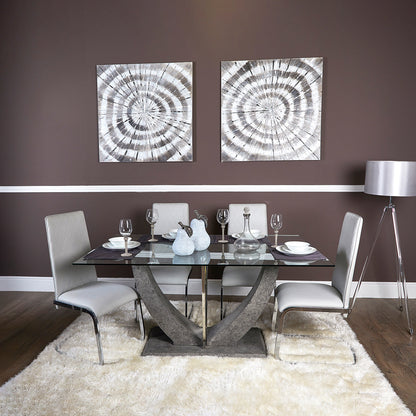 Leo Dining Table Grey & 6 Dining Chairs