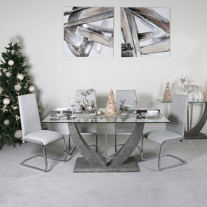 Leo Dining Table Grey & 6 Dining Chairs