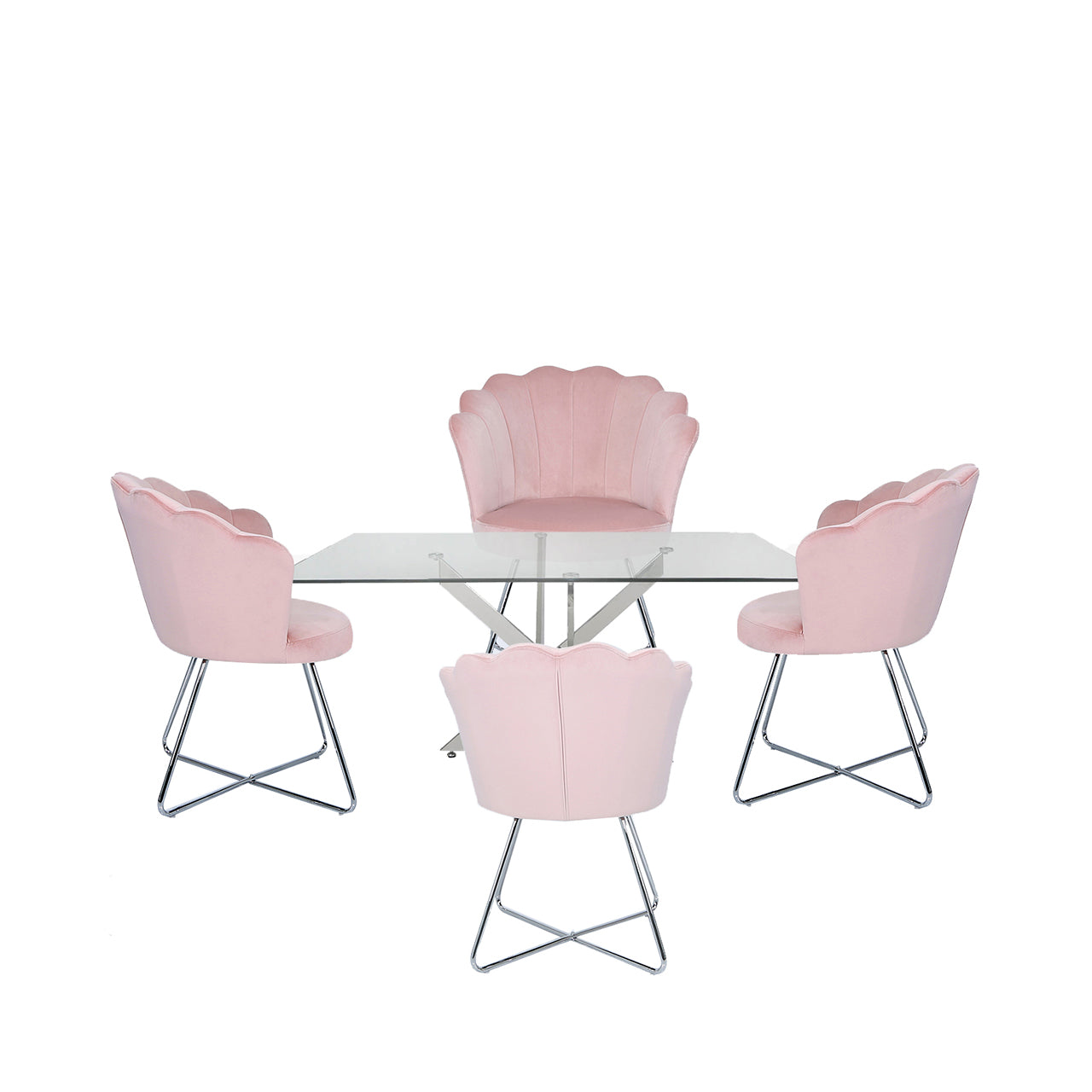 Nova 160cm Rect Dining Table And 4 Pink Ariel Chairs