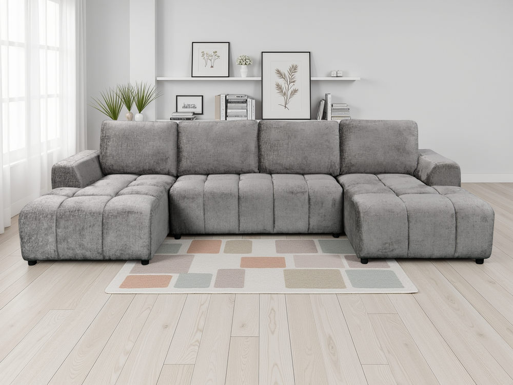 Shanghai Luxury Grey U Shape Corner Sofabed - Xshowhome