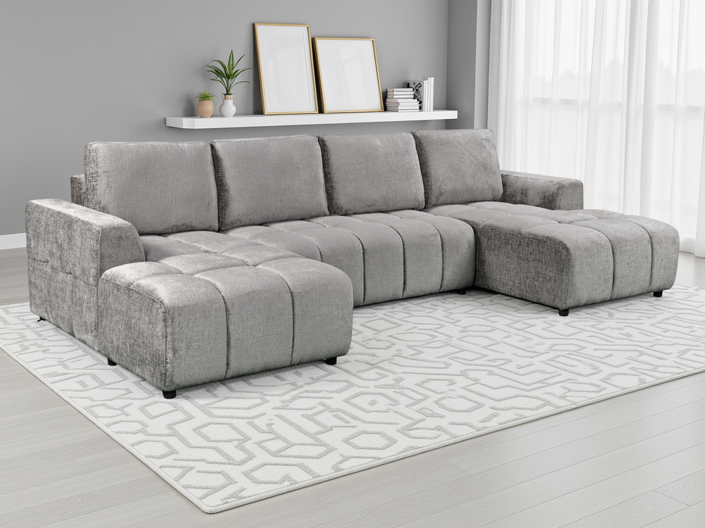 Shanghai Luxury Grey U Shape Corner Sofabed - Xshowhome