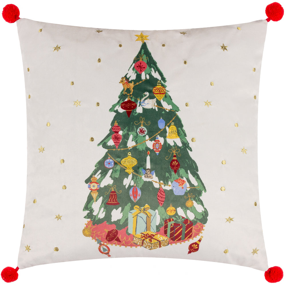 Deck the Halls Tree 43x43 Feather Filled Cushion Multi