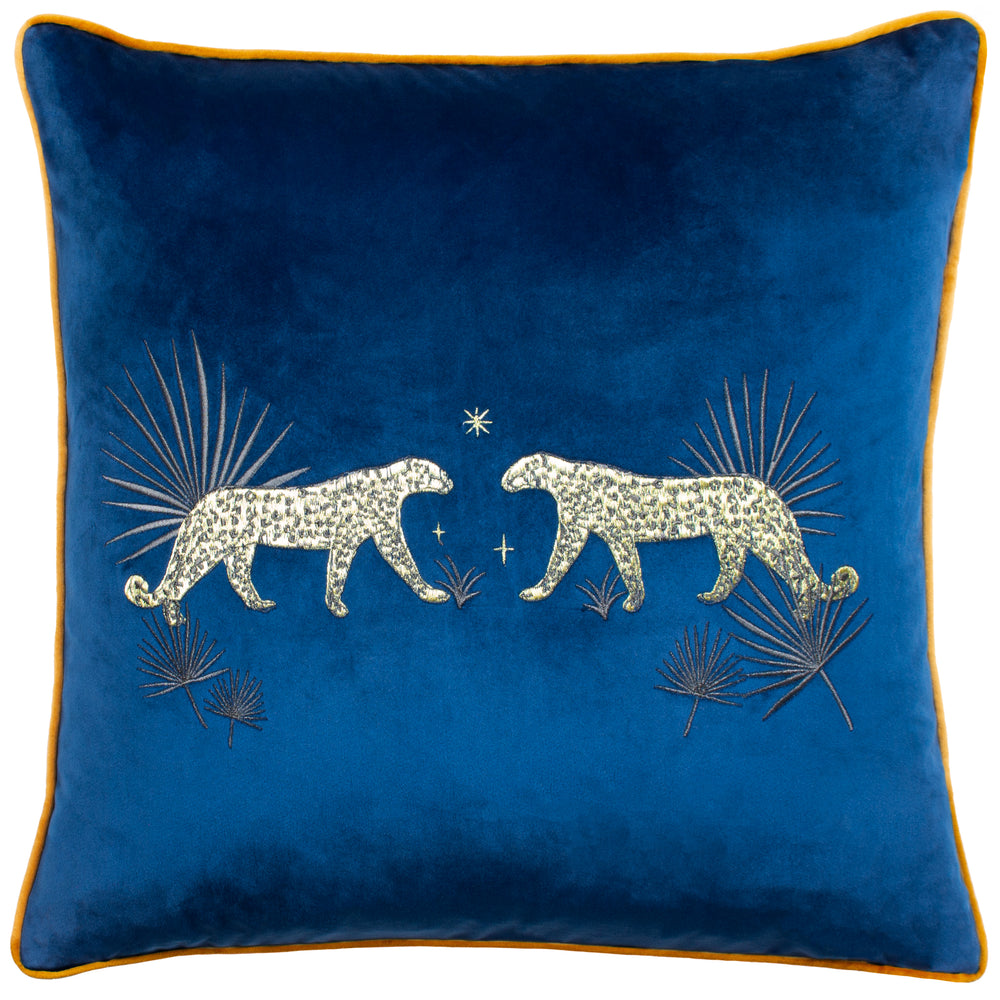 Dusk Leopard 50x50 Feather Filled Cushion Navy