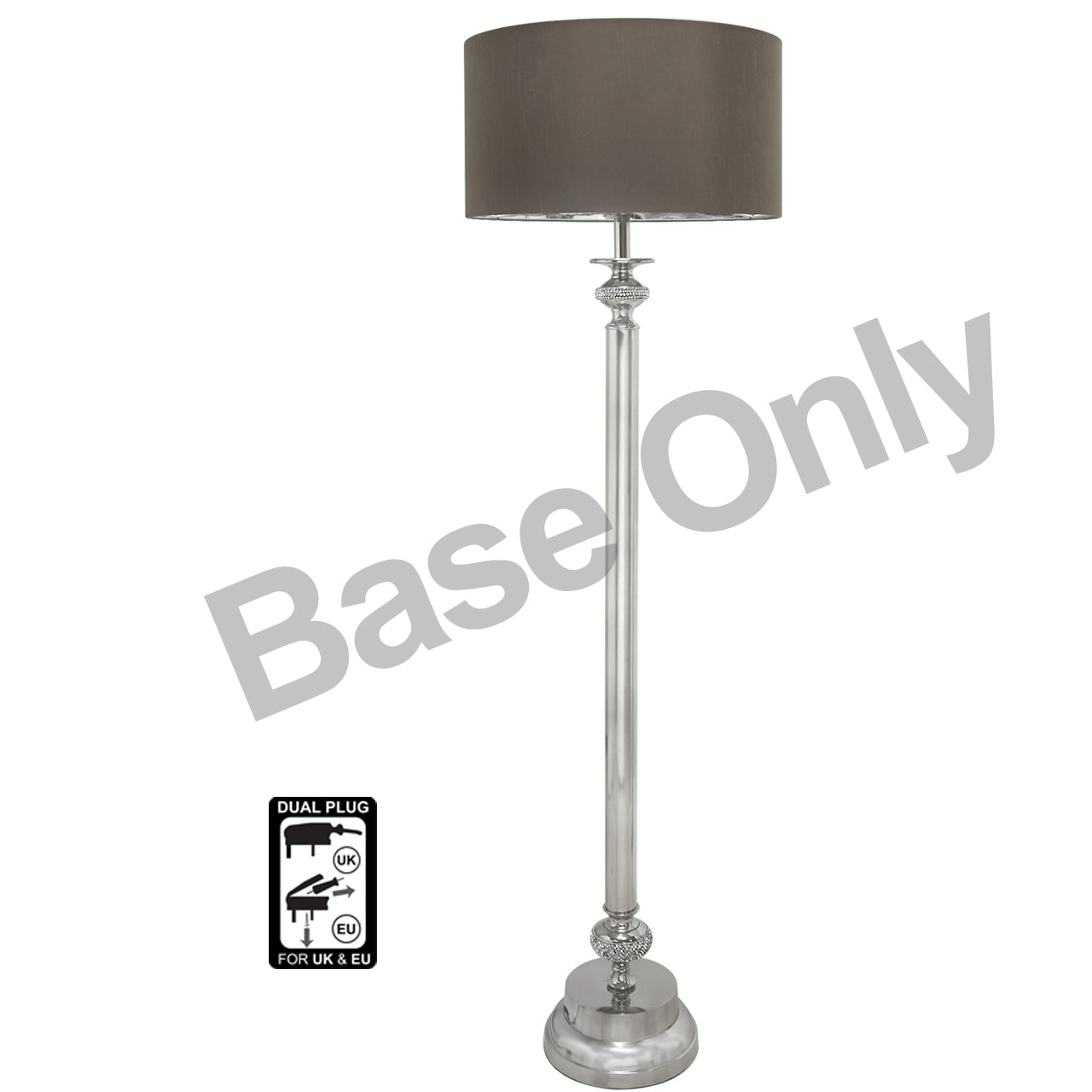 143cm Glitz And Nickel Floor Lamp Base Only - E27