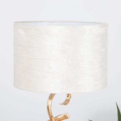 56cm Swirl Gold Metal Table Lamp Ivory Velvet Shade - Dual Plug