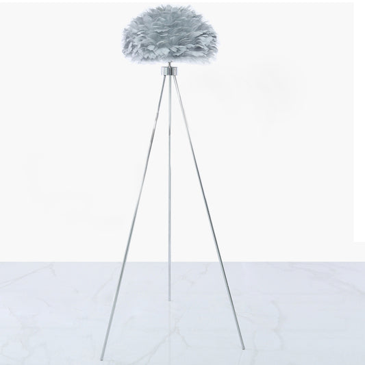 142.5cm Chrome Tripod Floor Lamp Base Only-E27-Dual Plug