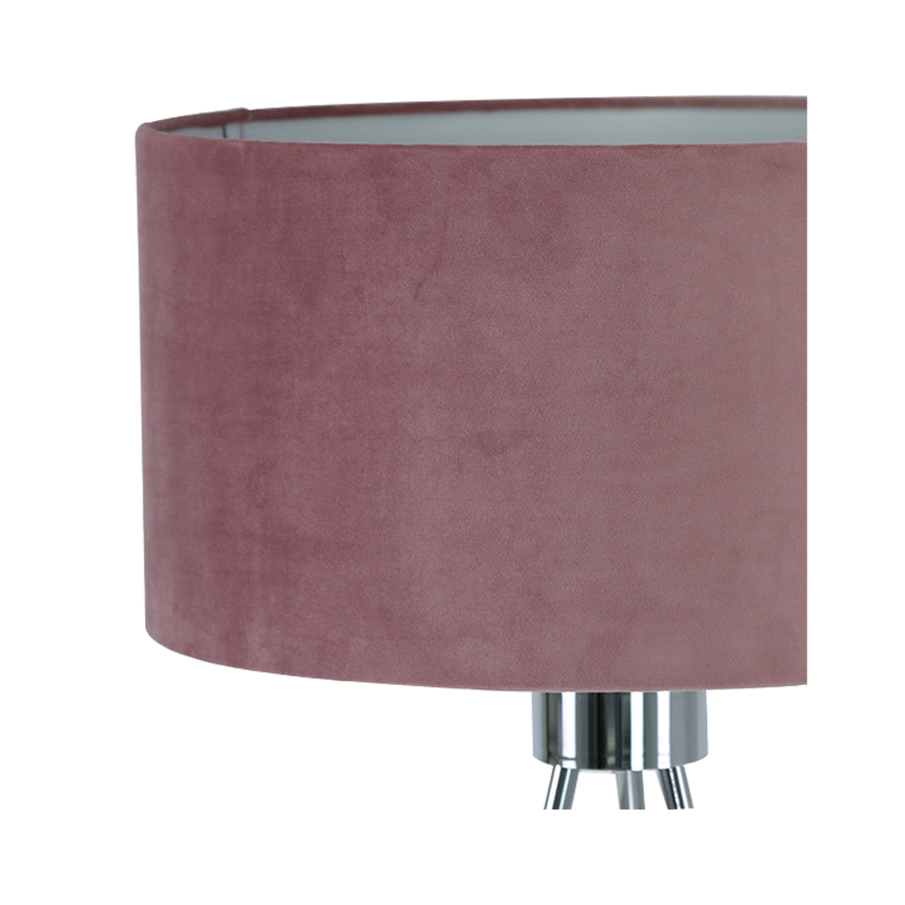 159cm Chrome Tripod Floor Lamp Pink Velvet Shade-E27-Dual