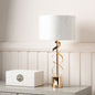 51cm Gold Metal Swirl Table Lamp with White Cotton Shade Gold Inside - Dual Plug