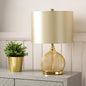 46cm Gold Wire Mesh Table Lamp with Champagne Satin Shade - E27-Dual