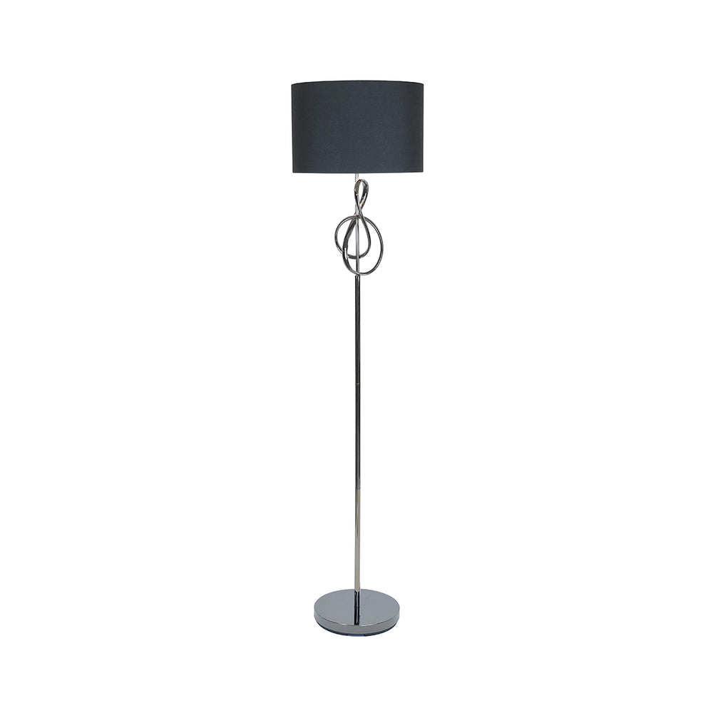 159cm Black G – Clef Design Metal Floor Lamp with Black Linen Shade – E27 Dual Plug