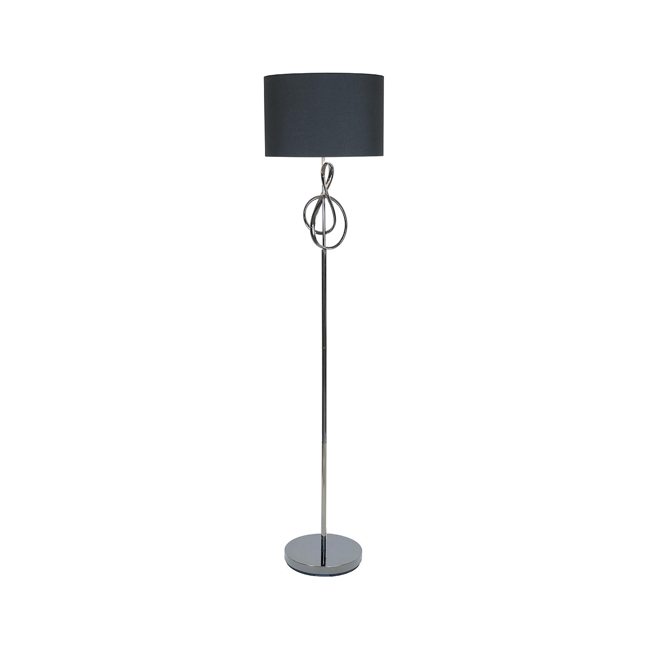 159cm Black G-Clef Design Metal Floor Lamp with Black Linen Shade -E27 Dual Plug