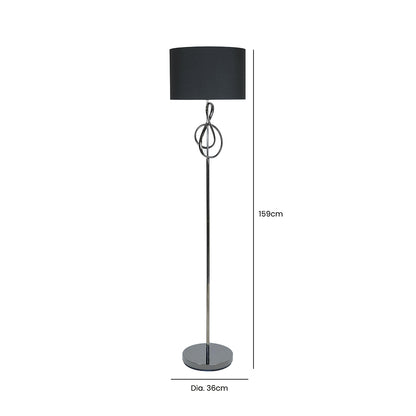 159cm Black G-Clef Design Metal Floor Lamp with Black Linen Shade -E27 Dual Plug