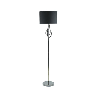 159cm Black G-Clef Design Metal Floor Lamp with Black Linen Shade -E27 Dual Plug