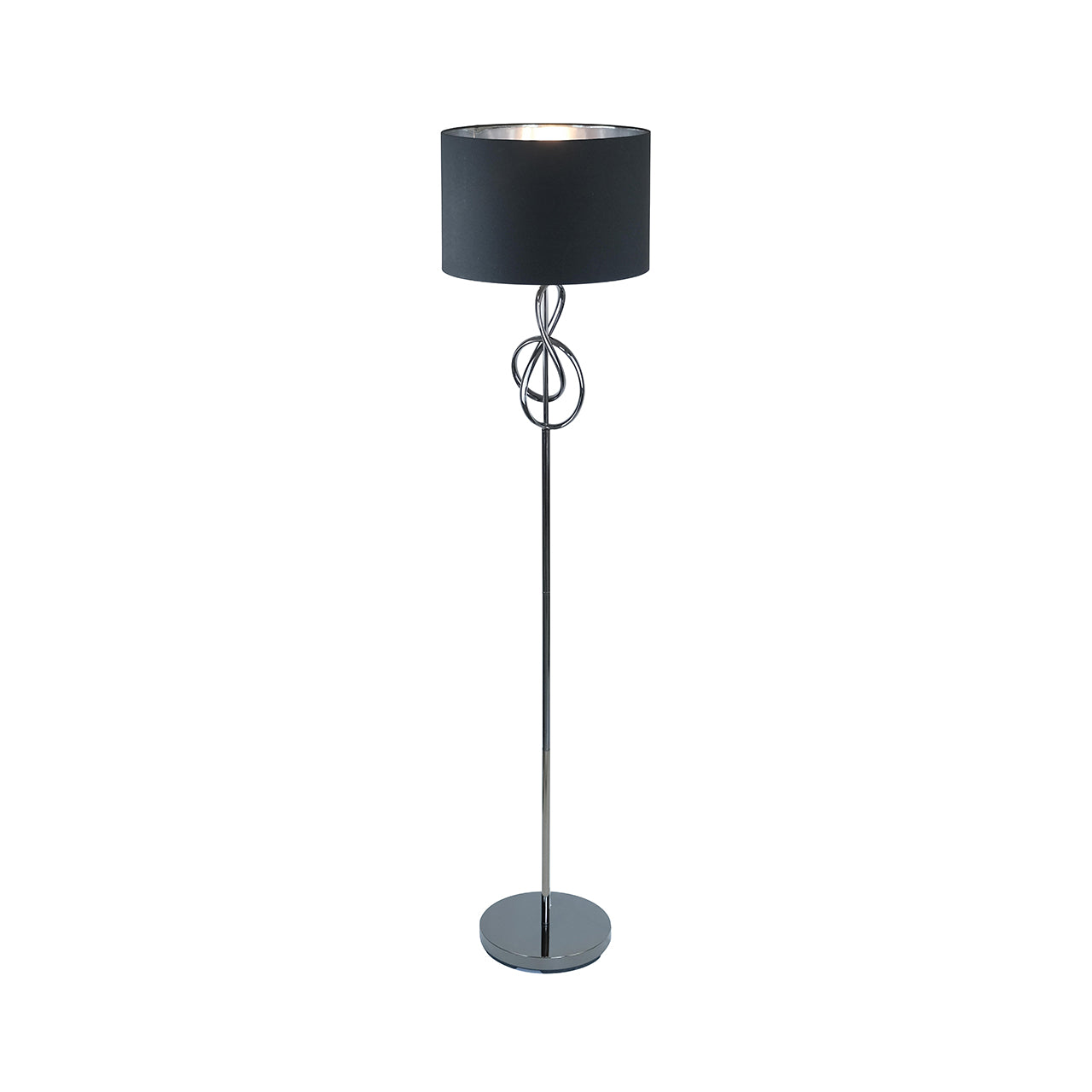 159cm Black G-Clef Design Metal Floor Lamp with Black Linen Shade -E27 Dual Plug