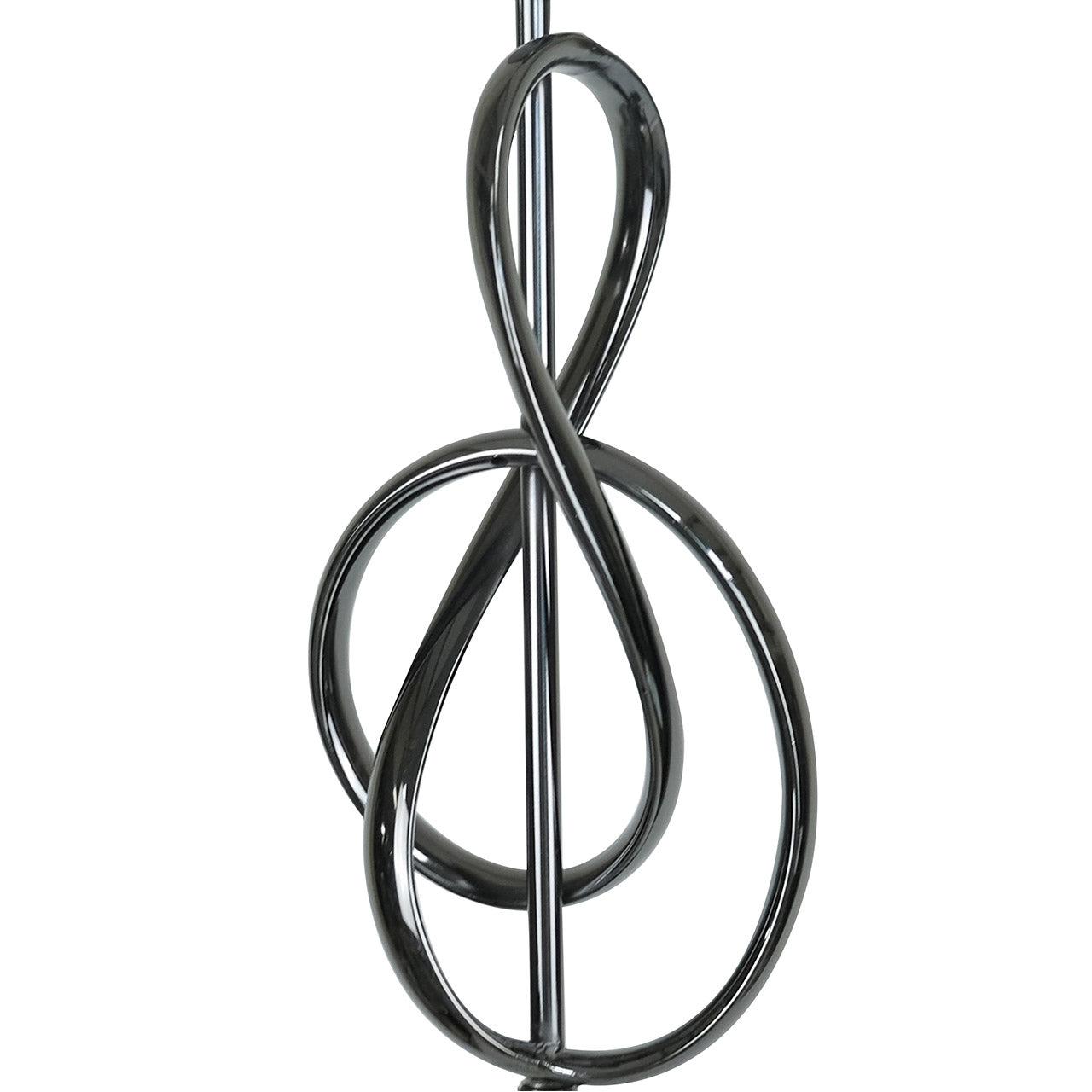 159cm Black G-Clef Design Metal Floor Lamp with Black Linen Shade -E27 Dual Plug