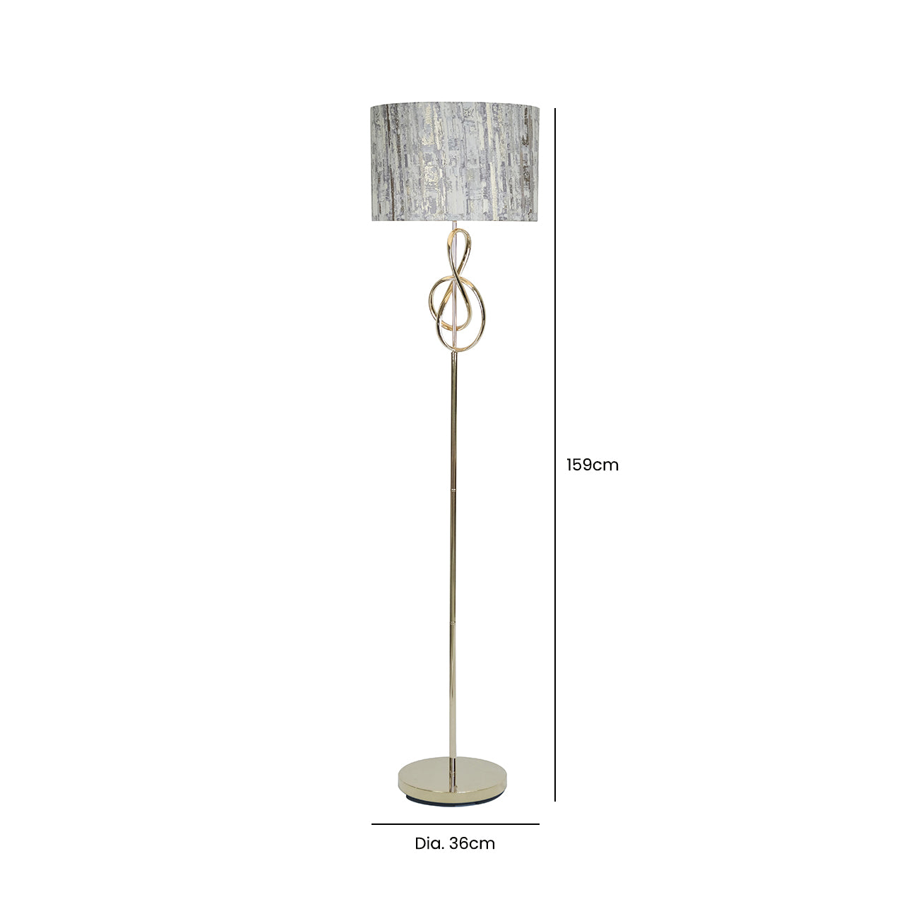 159cm Gold G-Clef Design Metal Floor Lamp with Grey Linen Shade -E27 Dual Plug