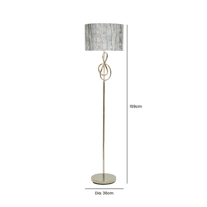 159cm Gold G-Clef Design Metal Floor Lamp with Grey Linen Shade -E27 Dual Plug