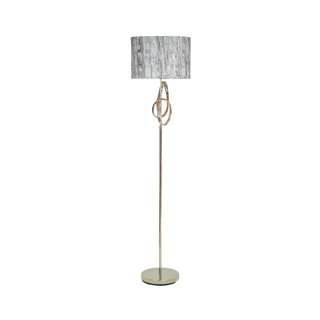 159cm Gold G-Clef Design Metal Floor Lamp with Grey Linen Shade -E27 Dual Plug