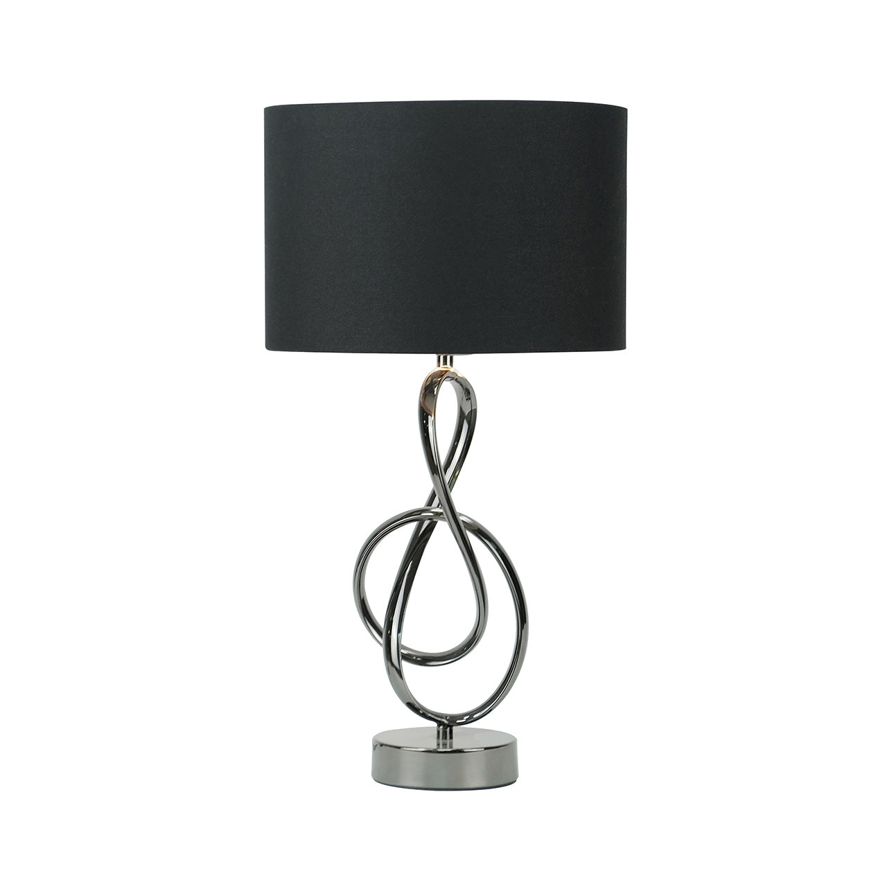 50cm Black G-Clef Design Metal Table Lamp with Black Linen Shade -E27 Dual Plug