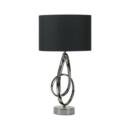 50cm Black G-Clef Design Metal Table Lamp with Black Linen Shade -E27 Dual Plug