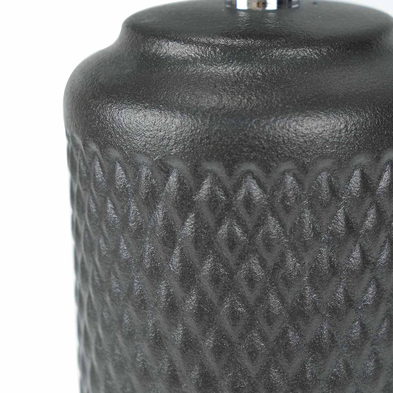 50.5cm Black Patterned Ceramic Table Lamp with Black Linen Shade -E27 Dual Plug