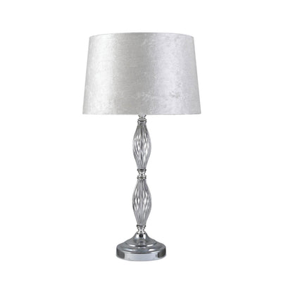 55cm Wire Ball Table Lamp Ivory Velvet Shade - Du Plug