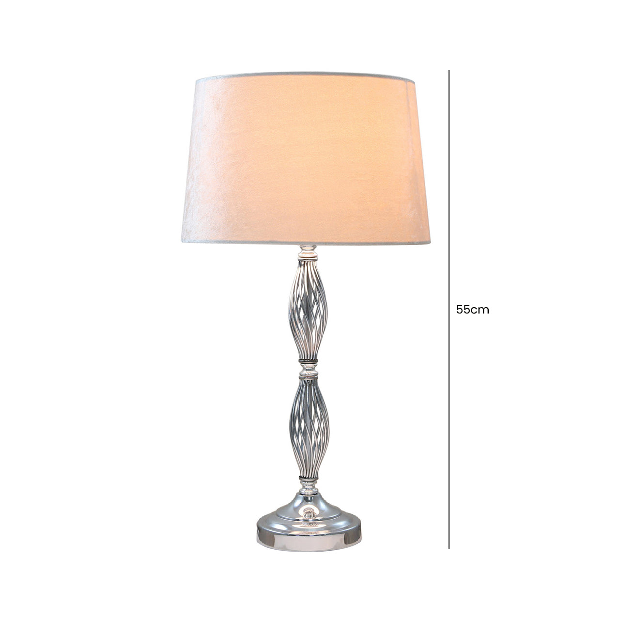 55cm Wire Ball Table Lamp Ivory Velvet Shade - Du Plug