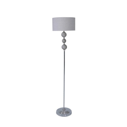 157cm Metal Floor Lamp 3 Balls Silver Cyl Linen Shd-E27-DP