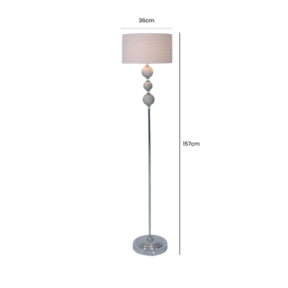 157cm Metal Floor Lamp 3 Balls Silver Cyl Linen Shd-E27-DP