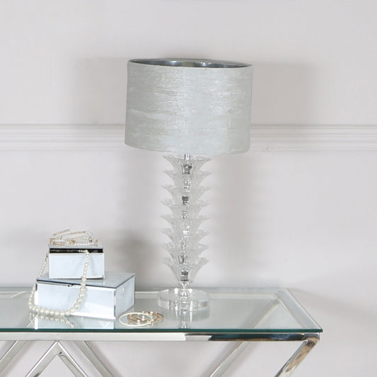 59cm Crystal Table Lamp With 2T White Velv Cyl Shade-E27-DP