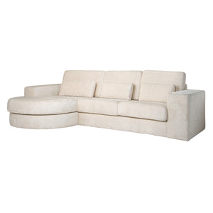 Sofa Felix lounge left round + 2,5 seats white chenille (Bergen 900 white chenille)