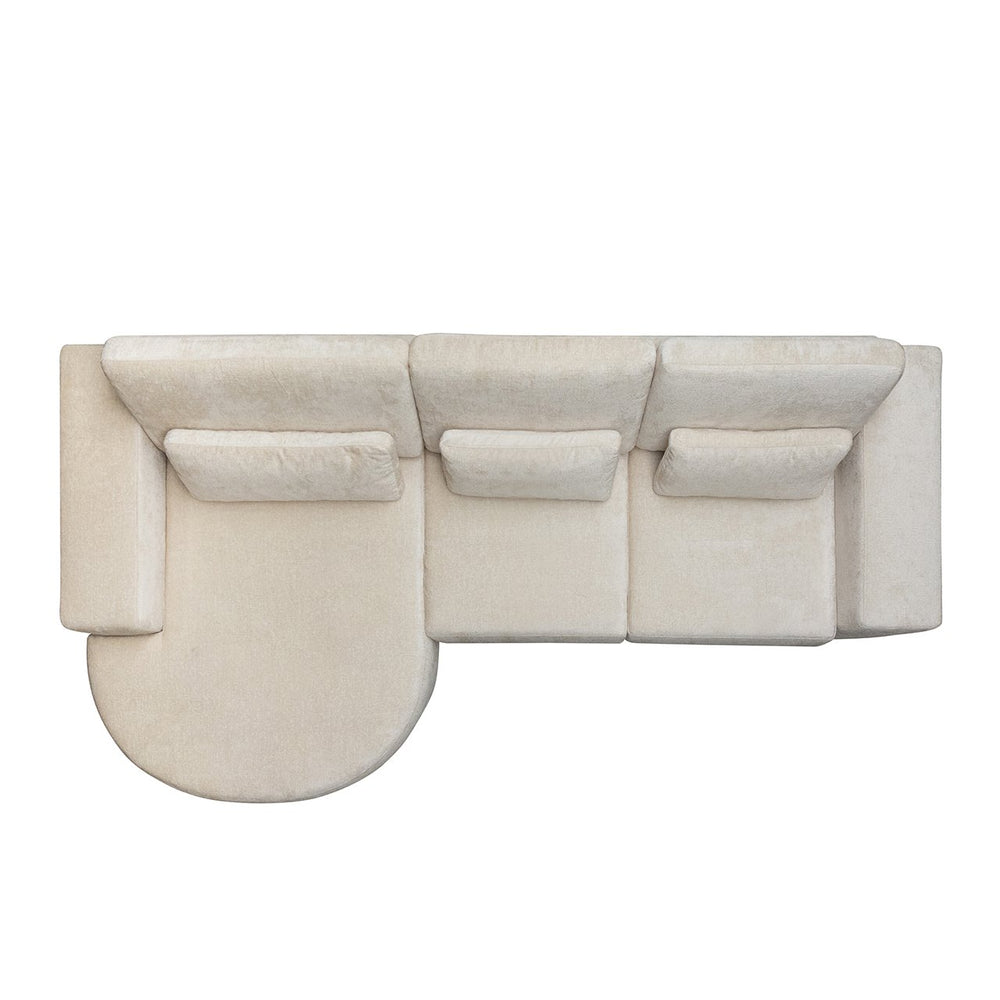 Sofa Felix lounge left round + 2,5 seats white chenille (Bergen 900 white chenille)