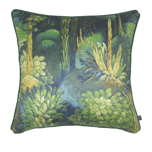 FORBIDDEN FOREST 55X55 FEATHER FILLED CUSHION SAPPHIRE