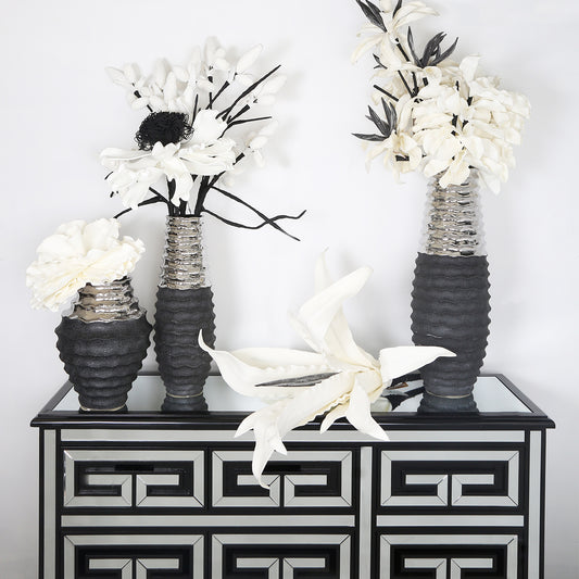 97cm Foam Cabbage Rose Black White