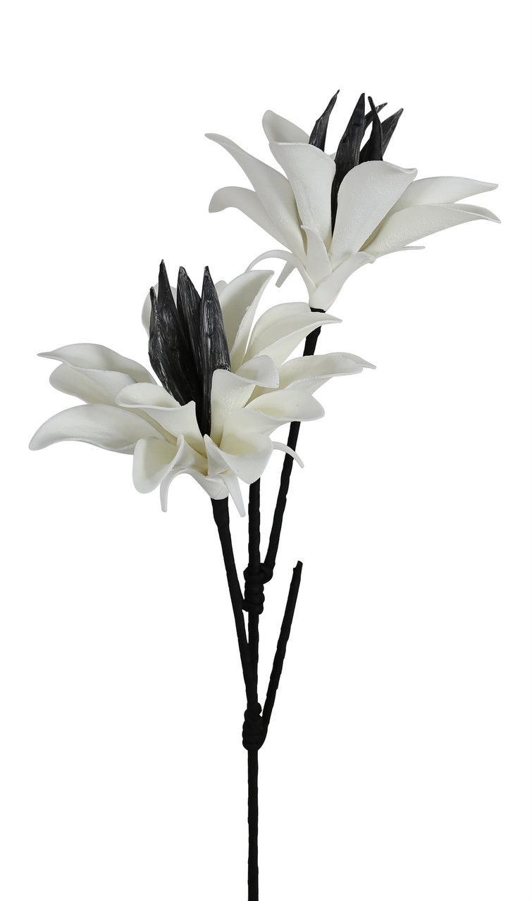 120cm Double Stem Foam Flower Black White