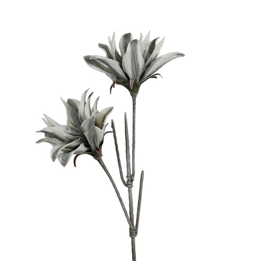 120cm Stripy Double Stem Foam Flower Grey
