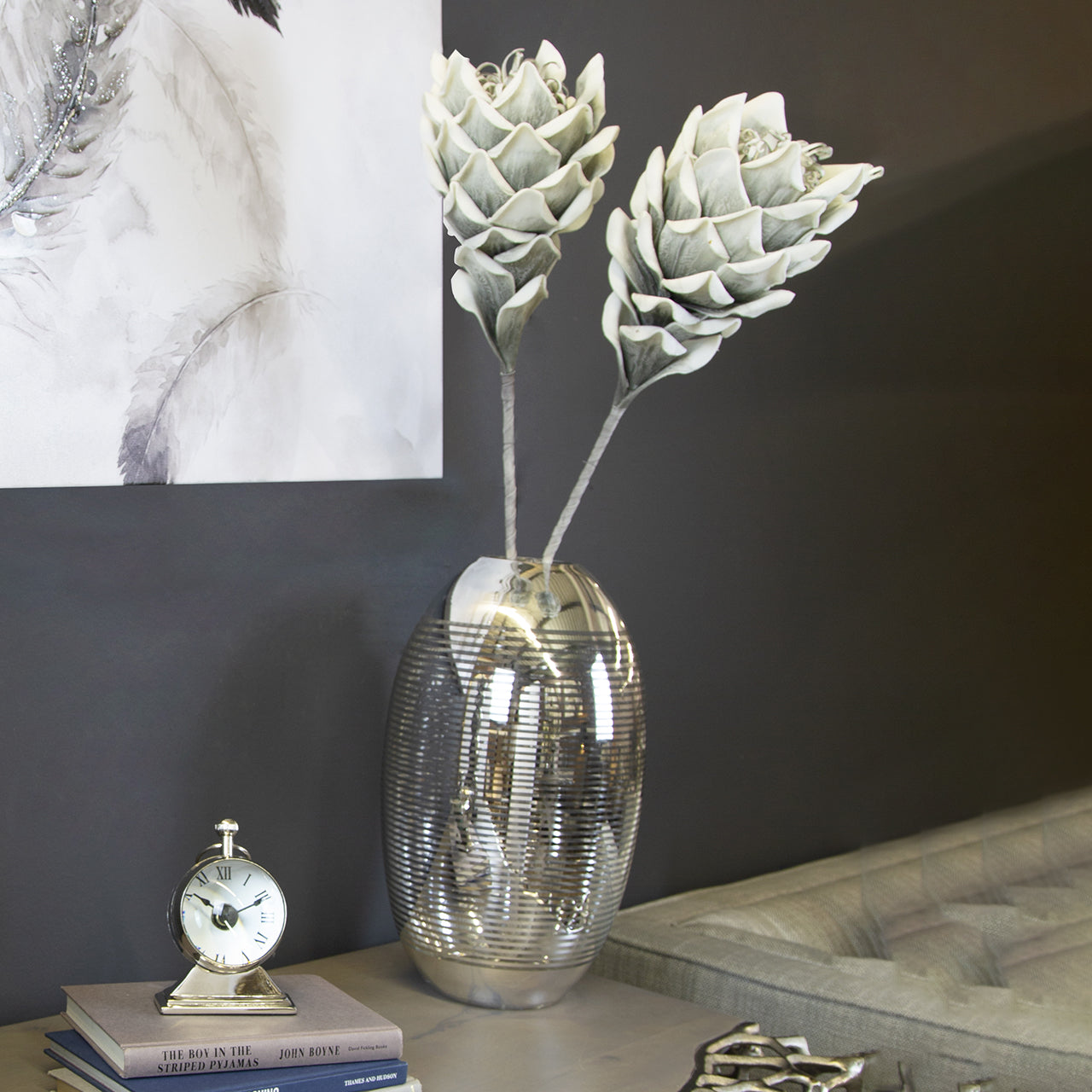 100cm Foam Protea Stem Grey