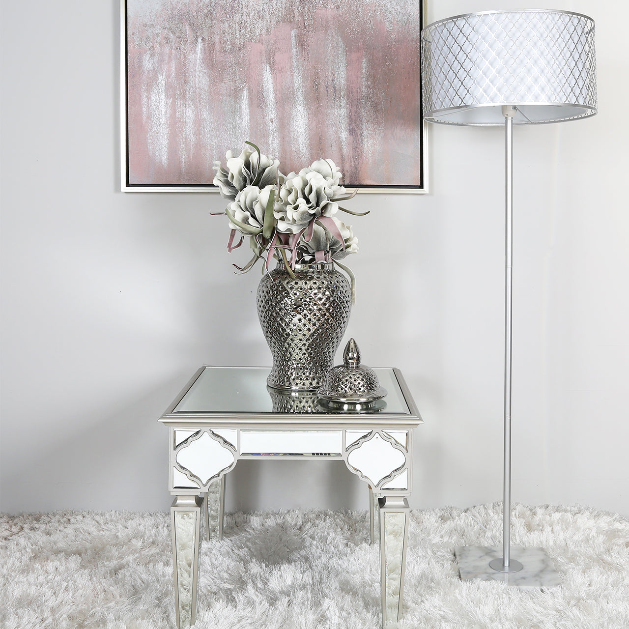 98cm Foam Double Stem Flower Grey