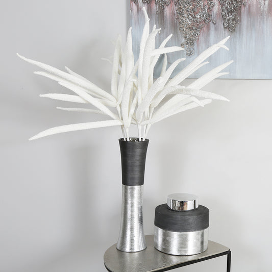 90cm Foam Spiky Stem White With Glitter