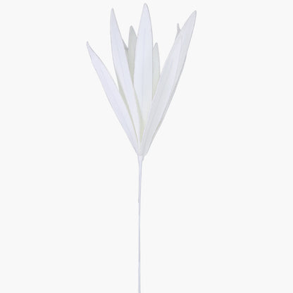 110cm Foam Gladiola Leaves White With Glitter