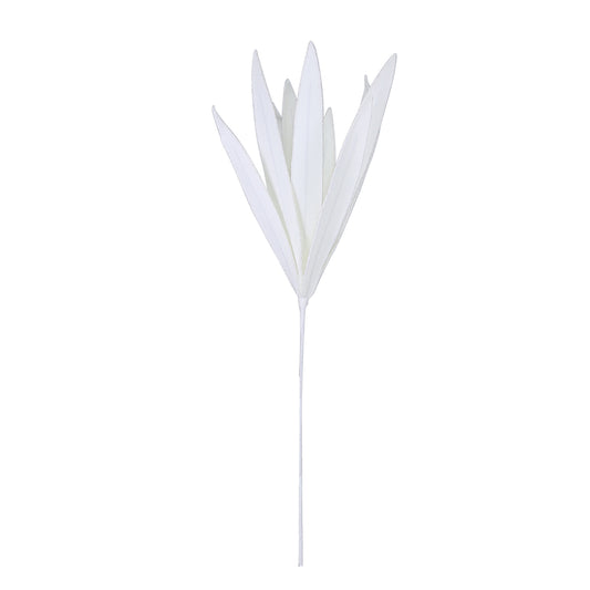 110cm Foam Gladiola Leaves White With Glitter