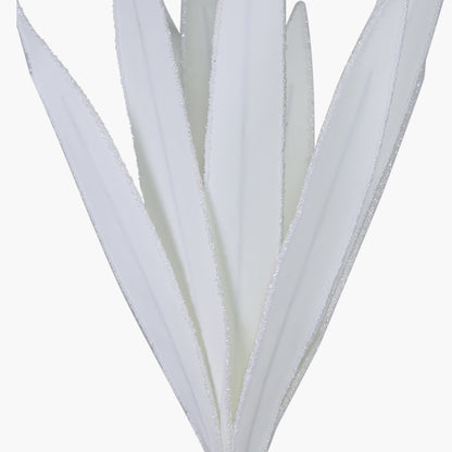 110cm Foam Gladiola Leaves White With Glitter