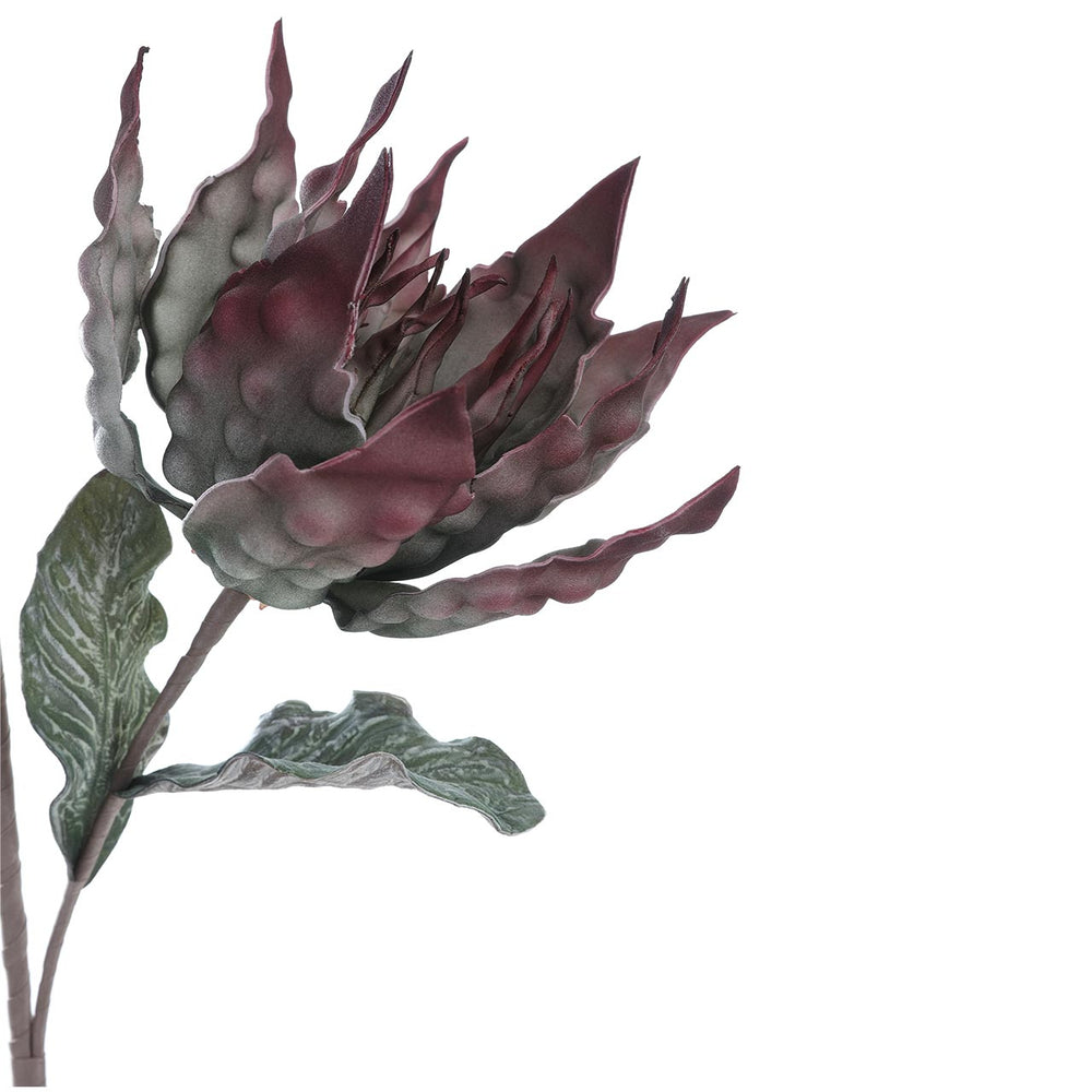 90cm 2 – Toned Double Stem Foam Flower Green and Burgundy