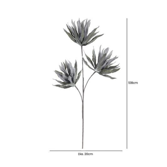 108cm Triple Stem Foam Flower Grey