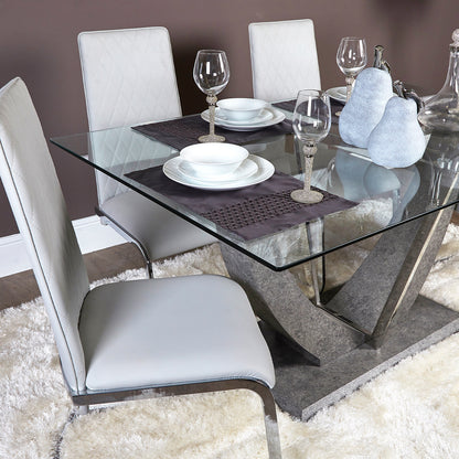 Leo Light Grey PU And Chrome Dining Chair