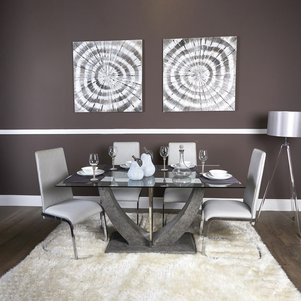 Leo Light Grey PU And Chrome Dining Chair