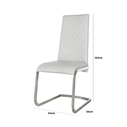 Leo Light Grey PU And Chrome Dining Chair