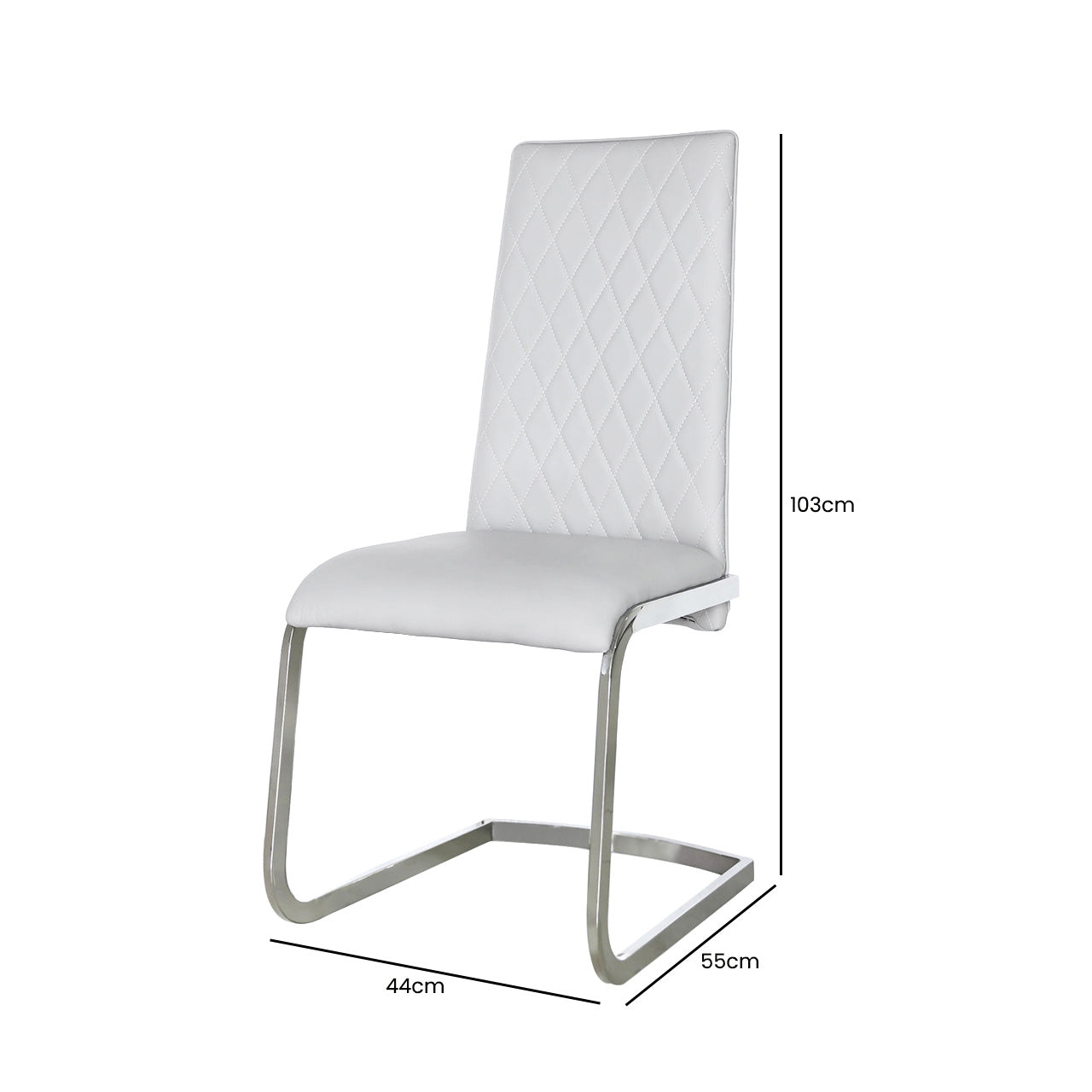 Leo Light Grey PU And Chrome Dining Chair